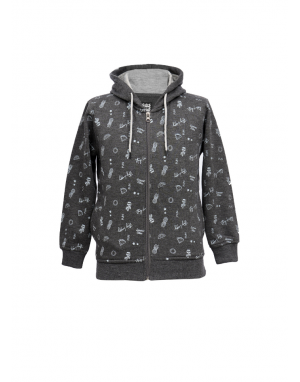 Boys Sweatshirt Printed design with zipper dark grey